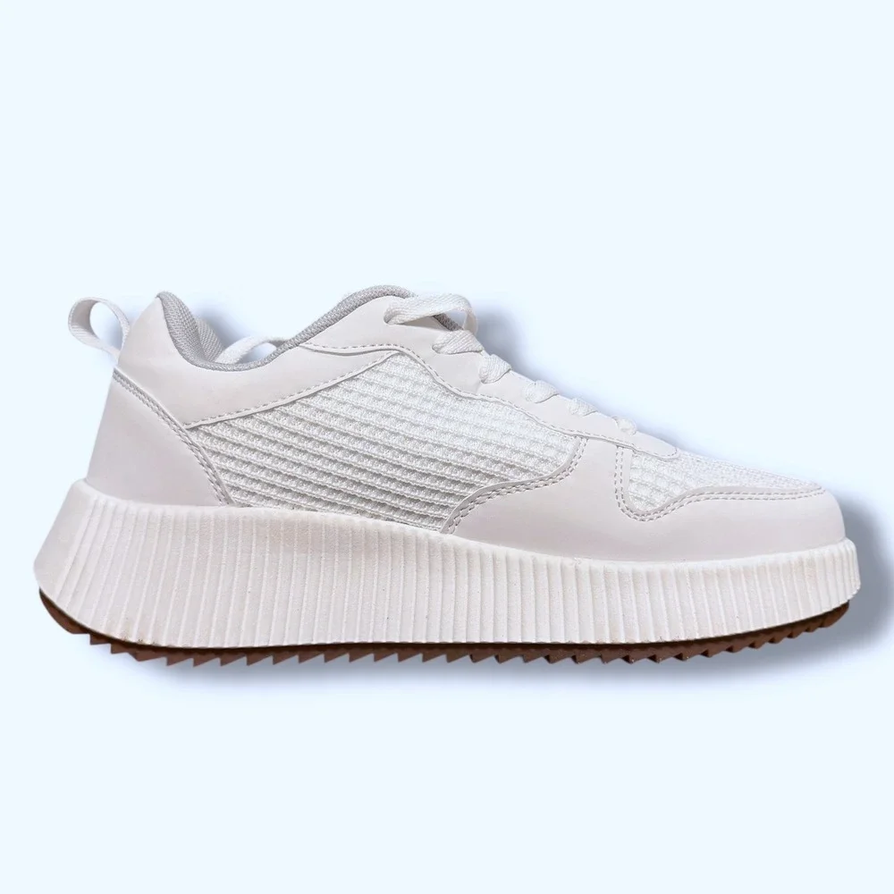 NIB Kyedoo Women Platform Walking Shoes White Mesh Sneaker Lace Up Sz 8